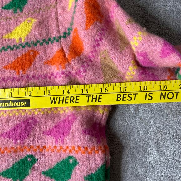 Boden Pink Fair Isle Style Pink Bird Sweater Size Small Wool Blend - Picture 6 of 7